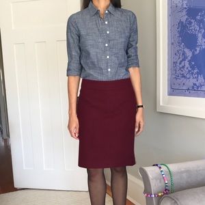 J. Crew deep red wool pencil skirt